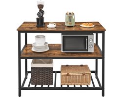 MIRA Home - Keukentafel - Haltafel- Spaanplaat/Staal - Zwart/Bruin - 120x60x90