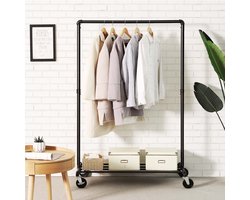 MIRA Home - Kledingrek - Kledingrekstang - Kapstok - Opbergrek - Zwart- 100x49x163