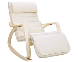 MIRA Home - Lounge stoel - Stoel - Comfortabel - Basic - Hout - Stof - Beige - 67x115x91cm