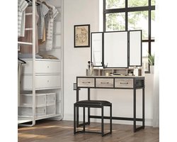 MIRA Home - Make Up Tafel - Kaptafel - Spiegel - Tafel - Make Up Spiegel - 90x40x141