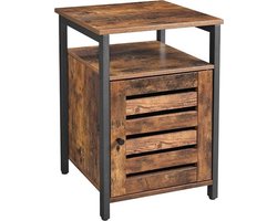 MIRA Home - Nachtkastje - Bijzettafel - Industrieel - Metaal/Hout - Bruin/Zwart - 40x40x60