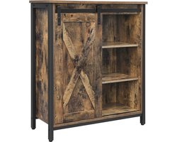 MIRA Home - Nachtkastje - Nachtkastje met lades - Bruin - Zwart - Spaanplaat - Staal - 40x40x60