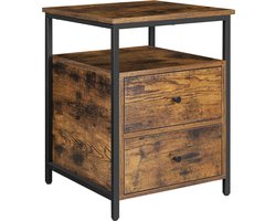 MIRA Home Nachtkastje Vintage - Bijzettafel en Nachtkast voor Slaapkamer - Hout - Bruin - 45x45x60