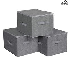 MIRA Home - Opbergdozen - Opbergmand - Modern - Karton - Niet-geweven stof - Grijs - 40x30x25cm