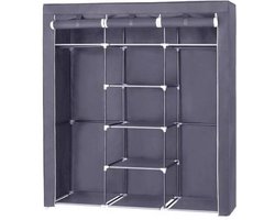 MIRA Home - Opvouwbare kledingkast - Garderobekast - Stoffen - Stof - Hangkast - Legkast - 150x45x175