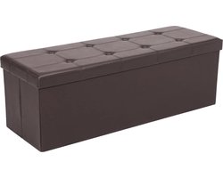 MIRA Home - Poef - Opbergkist - Zitbank met opbergruimte - Opbergbox - Basic - Kunstleer - Bruin - 110x38x38