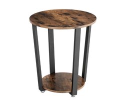 MIRA Home - Ronde tafel - Banktafel - Vintage - Industrieel - Hout - Stalen frame - Rond - 50x50x57