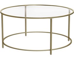 MIRA Home - Salontafel rond - Klassiek - Salontafel glas - Elegant - Doorzichtig - Metaal - Goud - 45x15x10