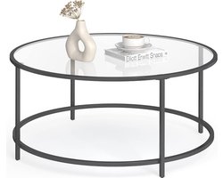 MIRA Home - Salontafel - Ronde Tafel - Glas - Bijzettafel - Zwart - 84x84x45,5