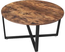 MIRA Home - Salontafel - Ronde tafel - Metalen frame - Hout - Bruin/Zwart - 88x88x47