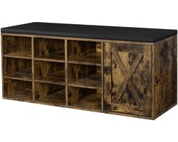 MIRA Home - Schoenenbank - Schoenenbank met opbergplek - Industrieel - Hout - Bruin/Zwart - 110x30x48