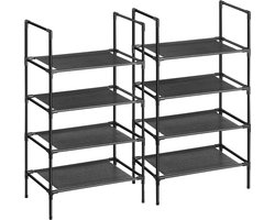 MIRA Home Schoenenrek Metaal met Meerdere Lagen - Smal en Stapelbaar - Zwart - 45x28x80 cm