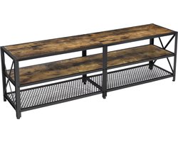 MIRA Home - Schoenenrek - Schoenen opbergsysteem - Industrieel - Metaal/Hout - Bruin - 140x39x52 cm