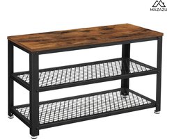 MIRA Home - Schoenenrek - Schoenen opbergsysteem - Industrieel - Metaal/Hout - Bruin - 80x30x44.5
