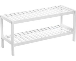 MIRA Home - Schoenenrek - Schoenenbank - Opbergrek - Hal - Slaapkamer - Wit - 70x26x33cm