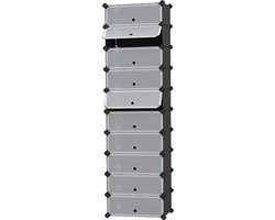 MIRA Home - Schoenenrek - Schoenenkast - Opbergkast - Stapelbaar - Plastic - Zwart - 36x46x173