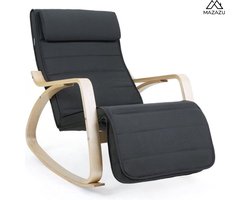 MIRA Home - Schommelstoel volwassenen - Schommelstoel binnen - Comfortabel - Hout - Stof - Grijs - 67x115x91