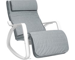 MIRA Home - Stoel - Schommelstoel - Modern - Berkenhout - Grijswit - 67x115x91