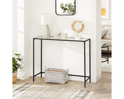 MIRA Home - Tafel - Consoletafel - Zwart - Glas/Metaal - 100x35x80cm