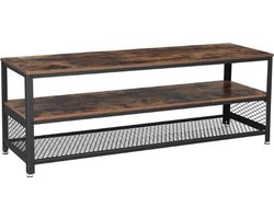 MIRA Home - TV Meubel industrieel - Bijzettafel hout - Woonkamer decoratie - Bruin/Zwart - 140x40x52