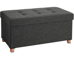 MIRA Home Voetenbank – Opbergbox – Modern – Linnen – Donkergrijs – 38x76x38