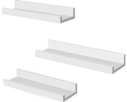 MIRA Home - Wandplanken - Wandplank - Boekenplank - Fotolijstplank - Set van 3 - Wit - 10x38x5