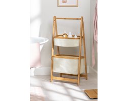 MIRA Home - Wasmand 2 Vakken - Waszak - Wassorteerder - Bamboe - 45x97cm