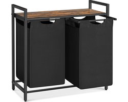 MIRA Home - Wassorteerder - Waszak - Wassorteerder - 2 vakken - Opbergmand - Zwart - 90L - 73x33x72cm