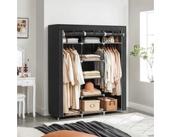MIRA Home - XXL Canvas Garderobekast - Kledingkast - Opvouwbaar - Zwart - 175x150x45cm
