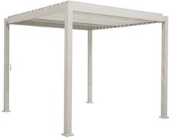 Mirador Deluxe terrasoverkapping - 300 x 300 cm - lichtgrijs - Luxe / Vrijstaande / Aluminium lamellen overkapping - Tuinprieel / Carport / Veranda / Pergola