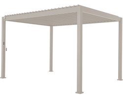 Mirador Deluxe terrasoverkapping - 300 x 400 cm - lichtgrijs - Luxe / Vrijstaande / Aluminium lamellen overkapping - Tuinprieel / Carport / Veranda / Pergola