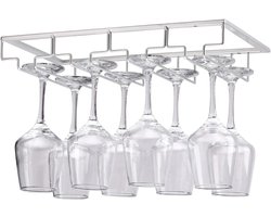 MIRA®Ophangrek Wijnglazen - Wijnglazenhouder – Metalen Wijnglazenrek - Zilver - ‎22cm x 30cm x 10cm