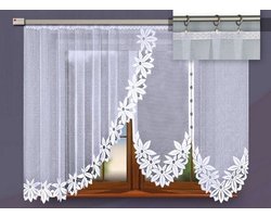 Miriam jacquard vitrage - Gordijn 300 x 160 cm - Curtains - Jacquard vitrage met paneel - wit - 300 x 160 cm