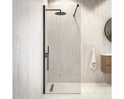 Mirlux Arise Inloopdouche – Luxe Douchewand van 6 mm Veiligheidsglas met Nano Coating – Transparant Glas – Zwart Aluminium Frame – 80×200 cm
