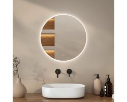 Mirlux Badkamerspiegel met LED Verlichting 60 cm Rond – 3 Lichtkleuren – Anti-Condens Wandspiegel