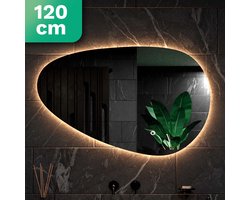 Mirlux Badkamerspiegel met LED Verlichting – Asymmetrisch - Organisch Wandspiegels – Anti Condens Douchespiegel - Wandspiegel 120x75CM