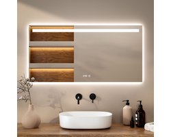 Mirlux Badkamerspiegel met LED Verlichting & Verwarming – Rechthoekige Wandspiegel – Anti Condens Douchespiegel - 120x60CM