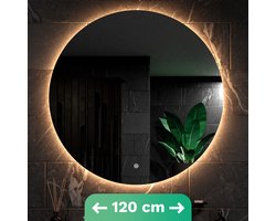 Mirlux Badkamerspiegel met LED Verlichting & Verwarming – Wandspiegel Rond– Anti Condens Douchespiegel - 120CM