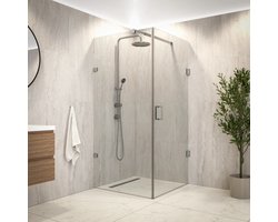 Mirlux Mira Inloopdouche – Luxe Douchecabine van 6 mm Veiligheidsglas met Nano Coating – Transparant Glas – Chroom Aluminium Frame – 90×200 cm