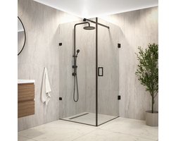 Mirlux Mira Inloopdouche – Luxe Douchecabine van 8 mm Veiligheidsglas met Nano Coating – Transparant Glas – Zwart Aluminium Frame – 90×200 cm