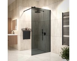 Mirlux Nova Inloopdouche – Luxe Douchewand van 8 mm Veiligheidsglas met Nano Coating – Gerookt Glas – Zwart Aluminium Frame – 100×200 cm