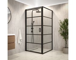 Mirlux Oris Inloopdouche – Luxe Douchecabine van 6 mm Veiligheidsglas met Nano Coating – Transparant Glas – Zwart Aluminium Frame – 90×200 cm