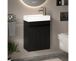 Mirlux Toiletmeubel Zwart Eiken - Fonteinmeubel - Wc Kastje - Wc Meubel - 40cm