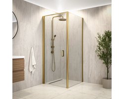 Mirlux Vela Inloopdouche – Luxe Douchecabine van 8 mm Veiligheidsglas met Nano Coating – Transparant Glas – Goud Aluminium Frame – 90×200 cm