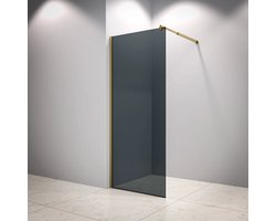 Mirlux Vero Inloopdouche – Luxe Douchewand van 6 mm Veiligheidsglas met Nano Coating – Gerookt Glas – Gouden Aluminium Frame – 80×200 cm