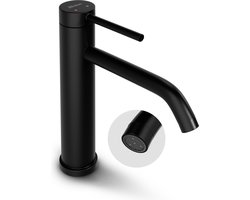 Mirlux Wastafel Kraan Zwart - Wastafel Mengkraan Badkamer - Wastafelkraan - Fonteinkraan / WC Kraan - Kraantje - Koudwaterkraan & Warmwaterkraan - Toiletkraan Koud Water & Warm Water