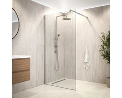Mirlux Zaro Inloopdouche – Luxe Douchewand van 8 mm Veiligheidsglas met Nano Coating – Transparant Glas – Chroom Aluminium Frame – 100×200 cm