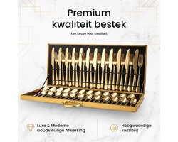 MIRO® Gouden Bestekset 48 Delig- 12 Personen - Mes/Vork/Lepel - Roestvrij Staal - Inclusief Koffer - Feestdagen - Kerst 2025 - Goud