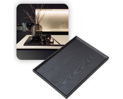 MIRO® Houten Dienblad Rechthoekig - Decoratieve Dienbladen - Serveerblad - Sierblad - 50 x 36 CM - XL - Zwart