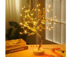 MIRO Lichtboom Lichttakken Warm Wit Licht Led USB & Batterij Kerst Woonkamer Slaapkamer Decoratie Nachtlampje Aan & Uit Knop Goud